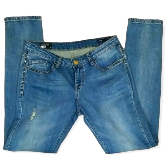 William Rast Studded Skinny Blue Jeans - Picture 1 of 7